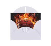 NBSKSDLK Biglietti di auguri con logo basket con fiamme per tutte le occasioni, biglietti vuoti con buste, biglietto di compleanno pop-up cartoline di ringraziamento personalizzato, 10,2 x 15,2 cm