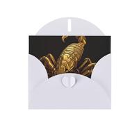 NBSKSDLK Biglietti di auguri con scorpione dorato per tutte le occasioni, biglietti vuoti con buste, biglietto di compleanno pop-up cartoline di ringraziamento personalizzato, 10 x 15 cm