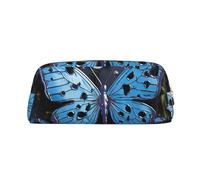 NBSKSDLK Blu Farfalla Acqua Trucco Borsa per Donne Uomini Matita Sacchetto di Viaggio Piccola Borsa Cosmetici Con Cerniera Borse Da Toeletta Estetica Borse Penna Borse In Pelle Portamonete, Oro