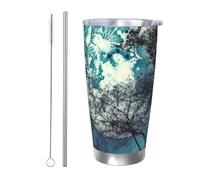 NBSKSDLK Blue Moon - Bicchiere da caffè isolato sottovuoto, in acciaio inox, con coperchio e cannuccia, tazza da viaggio a doppia parete per caldo/freddo, a prova di fuoriuscite, per casa, ufficio