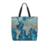 NBSKSDLK Borsa a tracolla con mappa del mondo, grande, da viaggio, con cerniera, idea regalo per donna, casual, impermeabile, leggera, da lavoro, borsa per computer portatile, borsa per la spesa