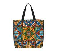 NBSKSDLK Borsa a tracolla messicana con piastrelle di ceramica da viaggio, grande, con cerniera, idea regalo per donne, casual, borse da spiaggia impermeabili, borsa da lavoro leggera, borsa per
