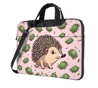 NBSKSDLK Borsa a tracolla per computer portatile con motivo riccio, borsa a tracolla per computer portatile a 360 gradi, nero, 13 inch