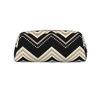 NBSKSDLK Borsa per il trucco a zigzag nero bianco marrone chiaro per donne uomini astuccio da viaggio piccola borsa cosmetica borsa da toilette borse estetiche penne estetiche borse portaoggetti alla