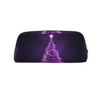 NBSKSDLK Borsa per il trucco con albero viola di Natale per donne e uomini astuccio da viaggio piccola borsa cosmetica con cerniera borse da toilette estetiche borse per penne estetiche borse