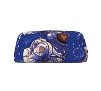 NBSKSDLK Borsa per il trucco con astronauta nero su blu per donne uomini astuccio da viaggio piccola borsa cosmetica con cerniera borse da toilette estetiche borse per penne estetiche borse