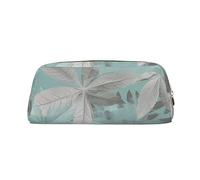 NBSKSDLK Borsa per il trucco con foglie grigie menta per donne e uomini, astuccio da viaggio, piccola borsa per cosmetici con cerniera, borse per penne estetiche borse portaoggetti alla moda