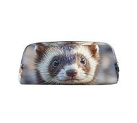 NBSKSDLK Borsa per il trucco con furetto peloso per donne e uomini, astuccio da viaggio, piccola borsa per cosmetici con cerniera, borse estetiche per penne estetiche borse portaoggetti alla moda