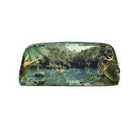 NBSKSDLK Borsa per il trucco con paesaggio tropicale per donne e uomini astuccio da viaggio piccola borsa cosmetica borsa da toilette con cerniera borse estetiche penne borse portaoggetti alla moda