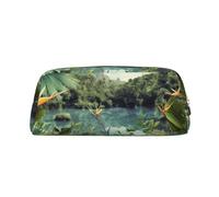 NBSKSDLK Borsa per il trucco con paesaggio tropicale per donne e uomini astuccio da viaggio piccola borsa cosmetica borsa da toilette con cerniera borse estetiche penne borse portaoggetti alla moda