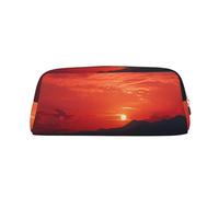 NBSKSDLK Borsa per il trucco con tramonto rosso fuoco per donne uomini astuccio da viaggio piccola borsa cosmetica con cerniera borse da toilette estetiche borse per penne estetiche borse portaoggetti