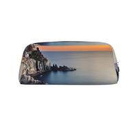 NBSKSDLK Borsa per il trucco del mare al tramonto dell'Italia per donne uomini astuccio da viaggio piccola borsa cosmetica borsa da toilette con cerniera borse estetiche penne estetiche borse