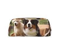 NBSKSDLK Borsa per il trucco della famiglia di cani per donne e uomini astuccio da viaggio piccola borsa cosmetica con cerniera borse da toilette estetiche borse per penne in pelle portamonete, Oro
