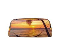 NBSKSDLK Borsa per il trucco dell'amaca del tramonto della spiaggia del cocco per le donne degli uomini della matita del sacchetto di viaggio piccola borsa cosmetica con cerniera borse estetiche della