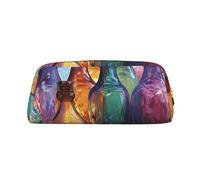 NBSKSDLK Borsa per il trucco in bottiglia di vetro colorata per donne e uomini astuccio da viaggio piccola borsa cosmetica con cerniera borse da toilette estetiche borse per penne estetiche borse