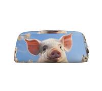 NBSKSDLK Borsa per trucchi a forma di maiale carino per donne e uomini, astuccio da viaggio, piccola borsa per cosmetici con cerniera, borsa per penne estetica, portamonete in pelle, Oro, Taglia unica