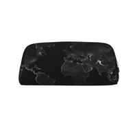 NBSKSDLK Borsa per trucchi con mappa del mondo nera per donne e uomini, astuccio da viaggio, piccola borsa per cosmetici con cerniera, borse estetiche per penne estetiche borse portaoggetti alla moda