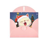 NBSKSDLK Carino gatto cantare canti natalizi biglietti di auguri per tutte le occasioni biglietti vuoti con buste pop up biglietto di compleanno cartoline di ringraziamento personalizzato 10,2 x 15,2