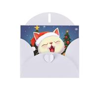 NBSKSDLK Carino gatto cantare canti natalizi biglietti di auguri per tutte le occasioni biglietti vuoti con buste pop up biglietto di compleanno cartoline di ringraziamento personalizzato 10,2 x 15,2