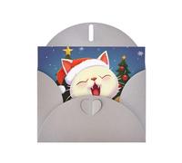 NBSKSDLK Carino gatto cantare canti natalizi biglietti di auguri per tutte le occasioni biglietti vuoti con buste pop up biglietto di compleanno cartoline di ringraziamento personalizzato 10,2 x 15,2