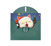 NBSKSDLK Carino gatto cantare canti natalizi biglietti di auguri per tutte le occasioni biglietti vuoti con buste pop up biglietto di compleanno cartoline di ringraziamento personalizzato 10,2 x 15,2