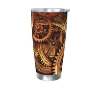 NBSKSDLK Cool Steampunk Gears Tumbler da 590 ml, in acciaio inox, isolamento sottovuoto, con coperchio e cannuccia, tazza da viaggio a doppia parete per caldo/freddo, tazza termica a prova di