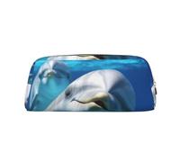 NBSKSDLK Delfino con un sorriso borsa per il trucco per donne uomini astuccio da viaggio piccola borsa cosmetica borsa da toilette con cerniera borse estetiche penne borse portaoggetti alla moda