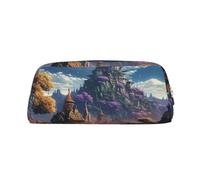 NBSKSDLK Fantasy Town - Trousse per trucchi da donna, da uomo, astuccio da viaggio, piccola borsa per cosmetici con cerniera, borse per penne estetiche, borse alla moda, portamonete in pelle, Oro