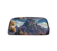 NBSKSDLK Fantasy Town - Trousse per trucchi da donna, da uomo, astuccio da viaggio, piccola borsa per cosmetici con cerniera, borse per penne estetiche, borse alla moda, portamonete in pelle, Argento