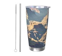 NBSKSDLK Grand Canyon Arizona Tumbler da 590 ml, in acciaio inox, isolamento sottovuoto, con coperchio e cannuccia, tazza da viaggio a doppia parete per caldo/freddo, a prova di fuoriuscite, per casa