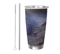 NBSKSDLK Grand Canyon - Bicchiere da caffè in acciaio inox, con coperchio e cannuccia, a doppia parete, per caldo/freddo, a prova di fuoriuscite, per casa, ufficio, auto, 590 ml