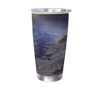 NBSKSDLK Grand Canyon - Bicchiere da caffè in acciaio inox, con coperchio e cannuccia, a doppia parete, per caldo/freddo, a prova di fuoriuscite, per casa, ufficio, auto, 590 ml