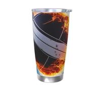 NBSKSDLK Ice and Fire - Bicchiere da caffè da 590 ml, in acciaio inox, isolamento sottovuoto, con coperchio e cannuccia, tazza da viaggio a doppia parete per caldo/freddo, a prova di fuoriuscite, per
