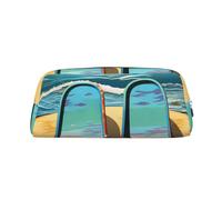 NBSKSDLK Infradito e scena tropicale spiaggia borsa per il trucco per donne uomini astuccio da viaggio piccola borsa cosmetica borsa da toilette borse estetiche penne estetiche borse portaoggetti alla