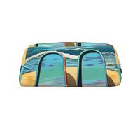 NBSKSDLK Infradito e scena tropicale spiaggia borsa per il trucco per donne uomini astuccio da viaggio piccola borsa cosmetica borsa da toilette borse estetiche penne estetiche borse portaoggetti alla