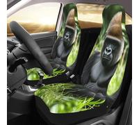 NBSKSDLK Set di 2 coprisedili anteriori impermeabili, gorilla nell'erba, coprisedili per auto, camion e SUV, traspiranti, universali, per interni auto