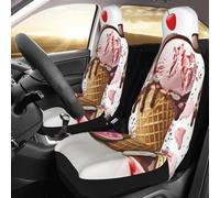 NBSKSDLK Set di 2 coprisedili anteriori impermeabili per auto, camion e SUV, traspiranti, universali, per sedili auto, camion, motivo: gelato