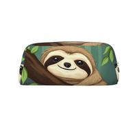 NBSKSDLK Simpatica borsa per il trucco con bradipo per donne e uomini, astuccio da viaggio, piccola borsa per cosmetici con cerniera, borsa per penne estetiche in pelle portamonete, Argento, One Size