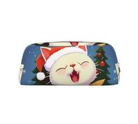 NBSKSDLK Simpatico gatto canta canti natalizi borsa per il trucco per donne uomini astuccio da viaggio piccola borsa cosmetica con cerniera borse estetiche penne estetiche borse portaoggetti alla moda