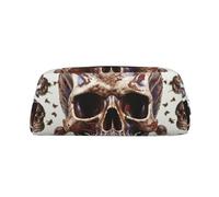 NBSKSDLK Teschio su sfondo bianco Borsa per il trucco per le donne uomini matita sacchetto da viaggio piccola borsa cosmetica con cerniera Borse da toilette estetiche borse per penne estetiche borse