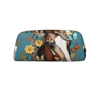 NBSKSDLK Un cavallo con fiori e farfalle Borsa per il trucco per donne e uomini astuccio da viaggio piccola borsa cosmetica con cerniera borse da toilette estetiche borse per penne estetiche borse
