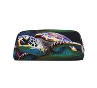 NBSKSDLK Una colorata tartaruga marina tropicale borsa per il trucco per donne uomini matita astuccio da viaggio piccola borsa cosmetica con cerniera borse estetiche penne borse portaoggetti alla moda