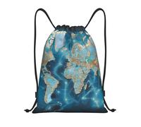NBSKSDLK Zaino leggero con coulisse con mappa del mondo, borsa da palestra per uomo e donna