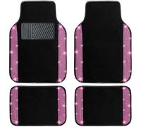 NBTEPEM Set completo di 4 tappetini per auto rosa con brillantini, universali, adatti alla maggior parte delle auto, SUV, camion, con cuscinetto antiscivolo (diamante rosa)