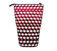 Nbtghga Astuccio telescopico con stampa 3D a scacchi, per matite e matite classiche, organizer per matite e trucchi, idea regalo, Nero , Taglia unica