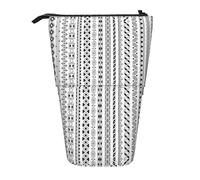 Nbtghga Astuccio telescopico con stampa a righe triangolari bohémien, per matite e matite, organizer per matite o trucchi, idea regalo, Nero , Taglia unica