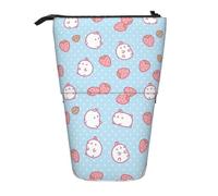 Nbtghga Astuccio telescopico con stampa di fragole e personaggi dei cartoni animati, per arti classiche, organizer per matite e trucchi, idea regalo, Nero , Taglia unica