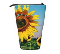 Nbtghga Astuccio telescopico con stampa di girasoli e fiori, per arti classiche, organizer per matite e trucchi, idea regalo, Nero , Taglia unica