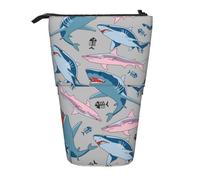 Nbtghga Astuccio telescopico con stampa di pesce blu con stampa di pesci in stile cartone animato, per arti classiche, organizer per matite e truc, Nero , Taglia unica
