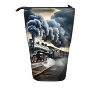 Nbtghga Astuccio telescopico con stampa di treno a vapore e nuvole, per arti classiche, organizer per matite e trucchi, idea regalo, Nero , Taglia unica